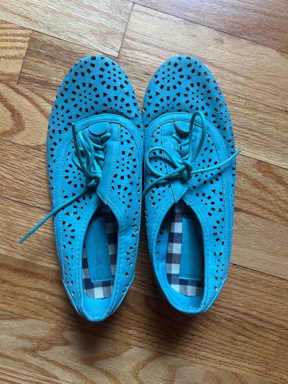 Nature Breeze Teal Lace-Up Flats